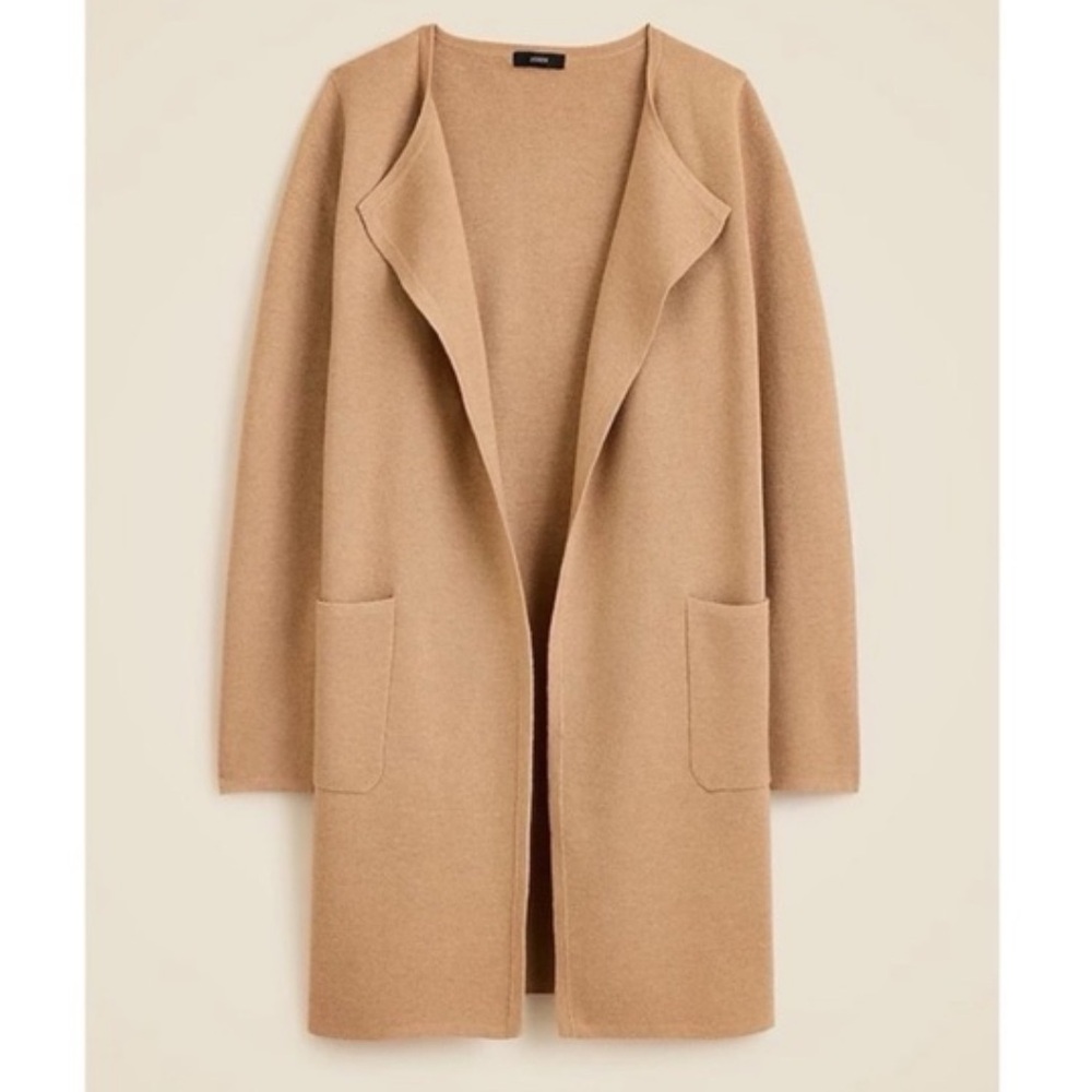 J. Crew Juliette collarless sweater-blazer Camel Open-Front Long Cardigan